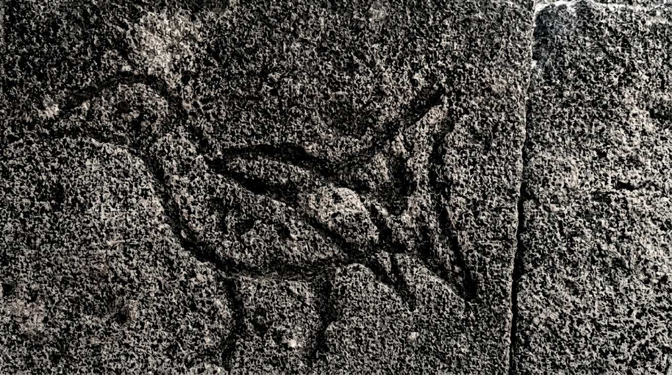A carved bird set into the stone above the entrance of Lindos Boathouse